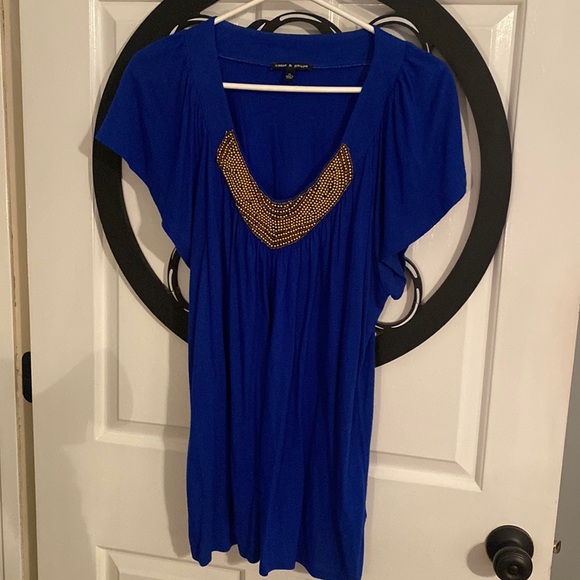 Royal blue, short sleeve shirt - Picture 1 of 3